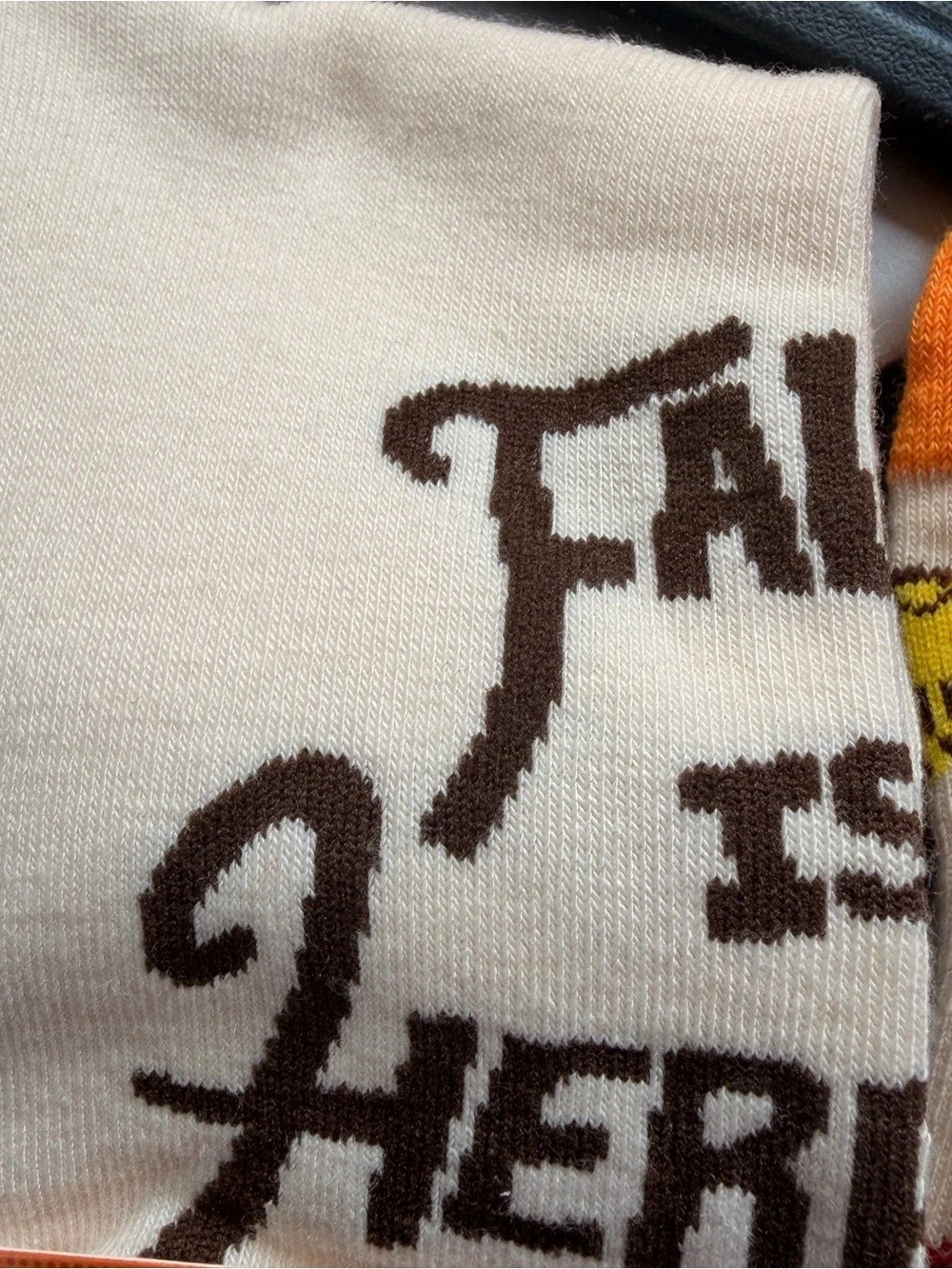 Peanuts Snoopy Fall Pumpkin Crew Socks Cream & Orange - Picture 3 of 3